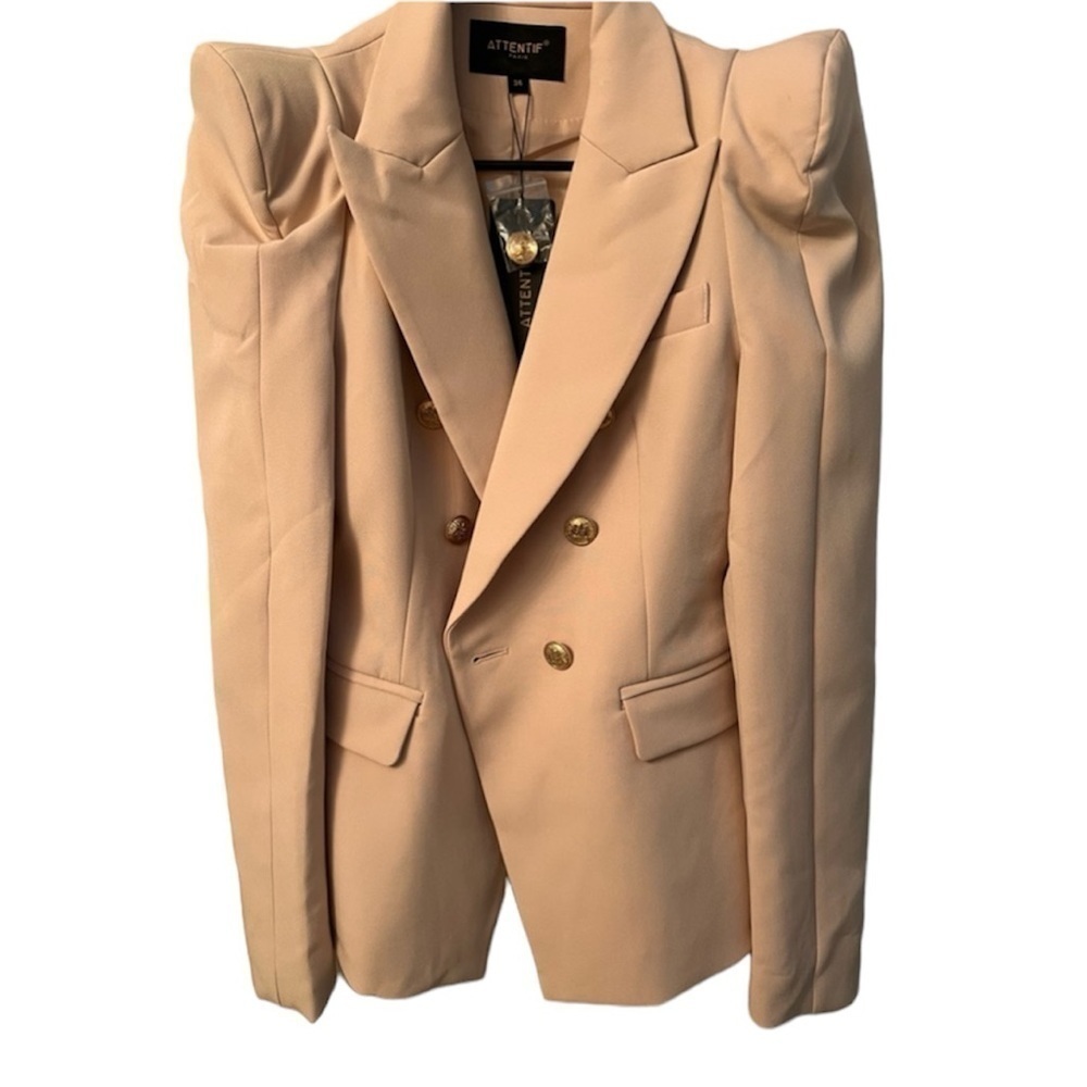 ATTENTIF Balmain Inspired Women’s Nude Blazer - Size Small